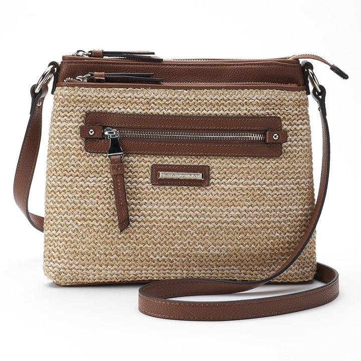 Dana Buchman Gracie Straw Crossbody Bag, Women's, Beig/green (beig/khaki)