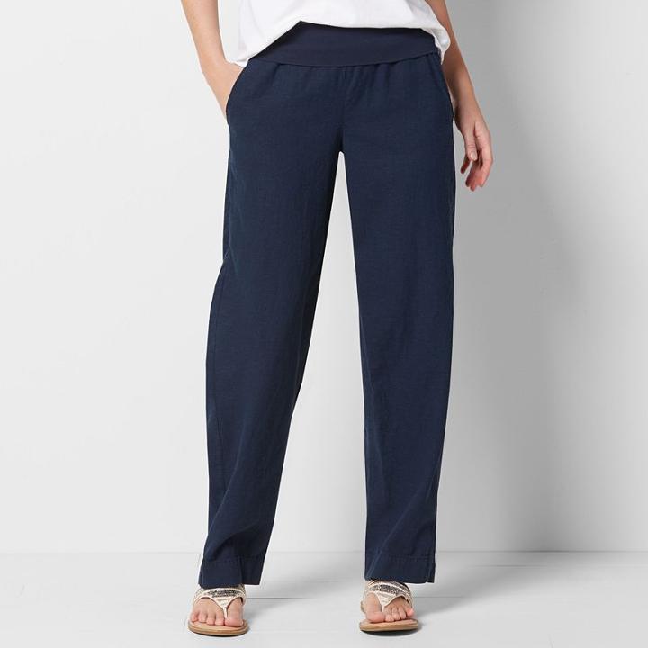 Women's Sonoma Goods For Life&trade; Straight-leg Linen Blend Pants, Size: 10, Dark Blue
