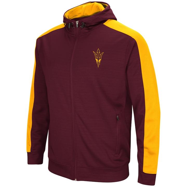 Men's Arizona State Sun Devils Setter Full-zip Hoodie, Size: Medium, Dark Red