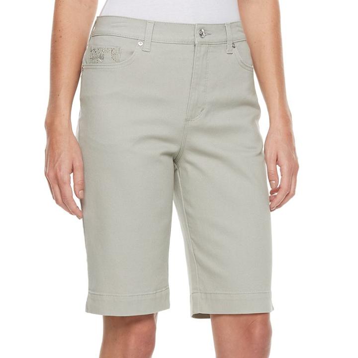 Women's Gloria Vanderbilt Amanda Bermuda Shorts, Size: 8, Lt Green