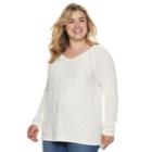 Plus Size Sonoma Goods For Life&trade; Trellis Cable-knit Sweater, Women's, Size: 2xl, White