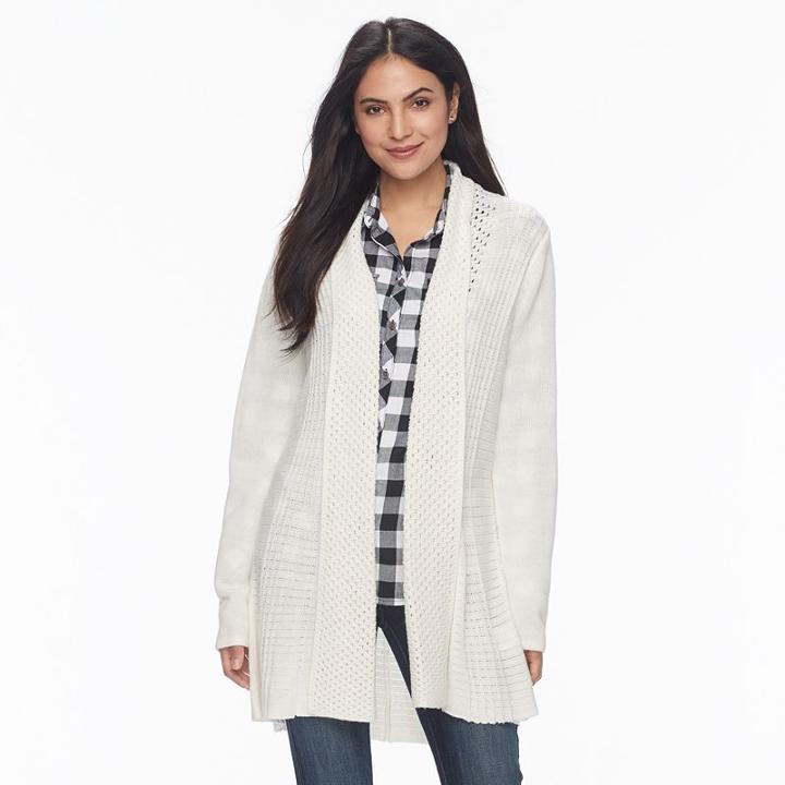 Women's Napa Valley Textured Open-front Cardigan, Size: Medium, Natural