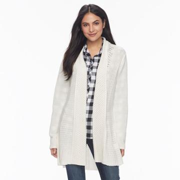 Women's Napa Valley Textured Open-front Cardigan, Size: Medium, Natural