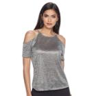 Petite Jennifer Lopez Cold-shoulder Tee, Women's, Size: Xs Petite, Grey Other