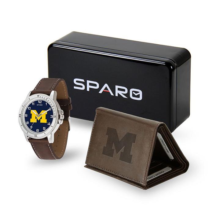 Sparo Michigan Wolverines Watch And Wallet Set - Men, Brown