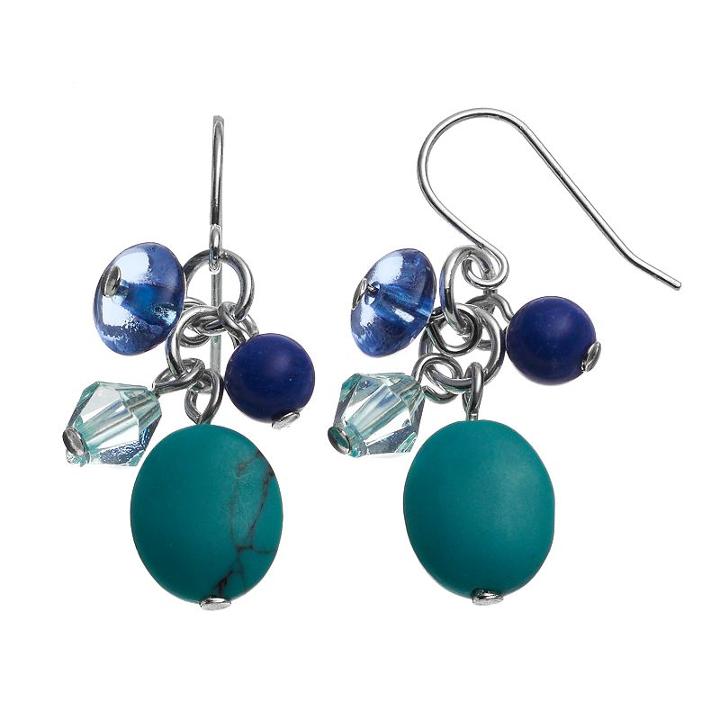 Chaps Bead Cluster Drop Earrings, Women's, Grey Other