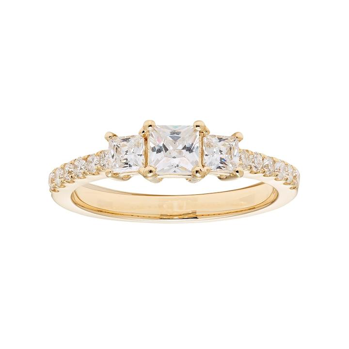 14k Gold 1 Carat T.w. Igl Certified Diamond Princess Cut 3-stone Engagement Ring, Women's, Size: 7.50, White