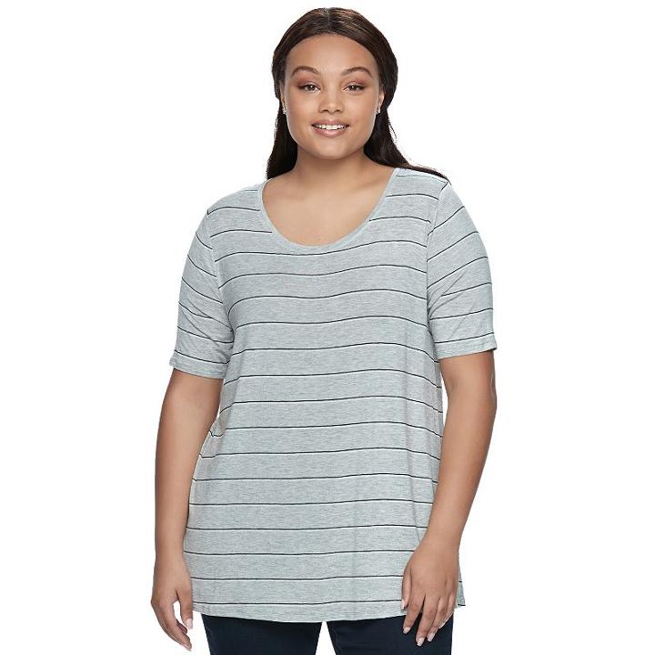 Juniors' Plus Size So&reg; Elbow Sleeve Tunic Tee, Teens, Size: 1xl, Med Grey
