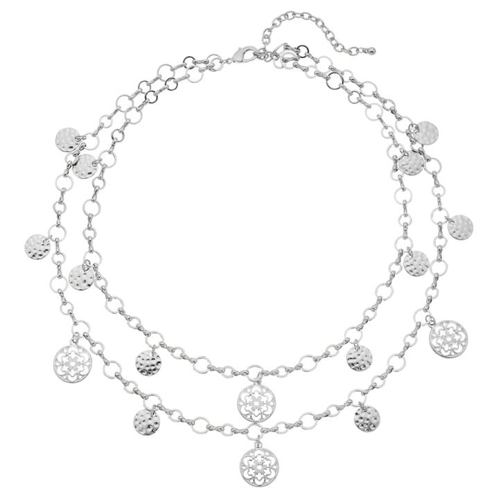 Disc Double Strand Necklace, Women's, Silver