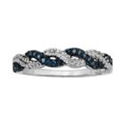 Sterling Silver 1/10-ct. T.w. Blue Diamond Crisscross Ring, Women's, Size: 6