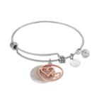 Love This Life Crystal Mother Heart Charm Bangle Bracelet, Women's, White