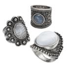 Mudd&reg; Antiqued Cabochon Ring Set, Women's, Size: 7, White