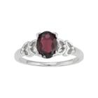 Sterling Silver Garnet & Diamond Accent Ring, Women's, Size: 7, Red
