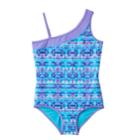 Girls 4-6x Free Country Asymmetrical One-piece Swimsuit, Size: 4, Med Purple