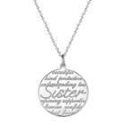 Sterling Silver Sister Disc Pendant Necklace, Women's, Size: 18, Grey