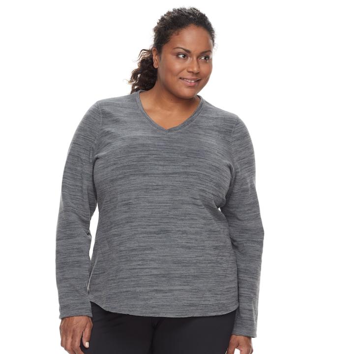 Plus Size Tek Gear&reg; Microfleece V-neck Top, Women's, Size: 3xl, Med Grey