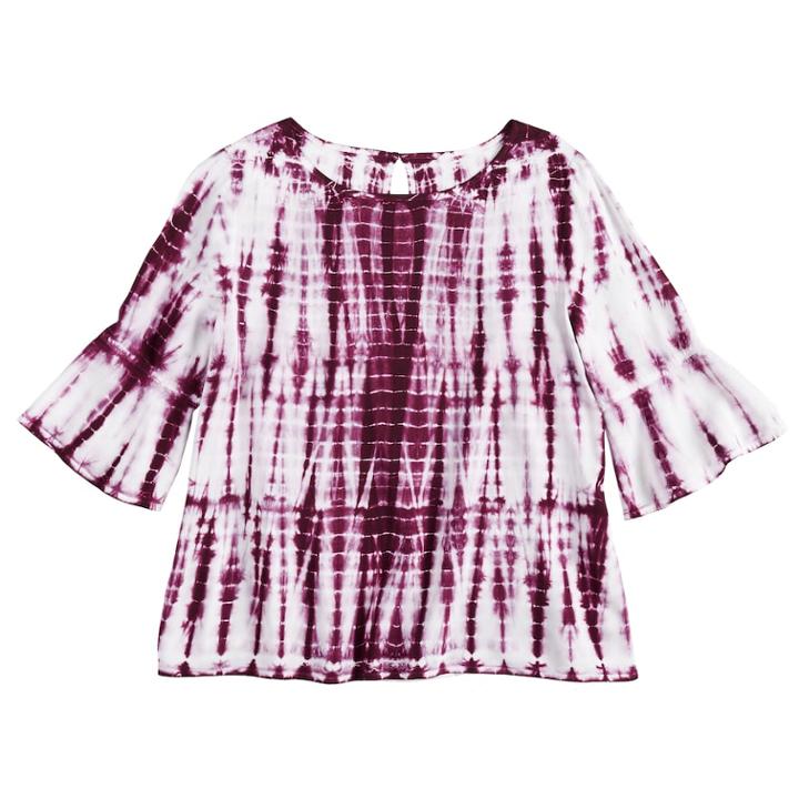 Girls 7-16 & Plus Size Mudd&reg; Bell Sleeve Challis Top, Size: 14, Drk Purple