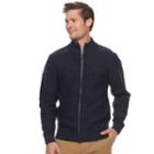Men's Haggar Regular-fit Marled Full-zip Sweater, Size: Large, Blue (navy)