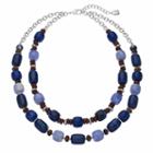 Chaps Blue Beaded Double Strand Necklace, Women's, Navy