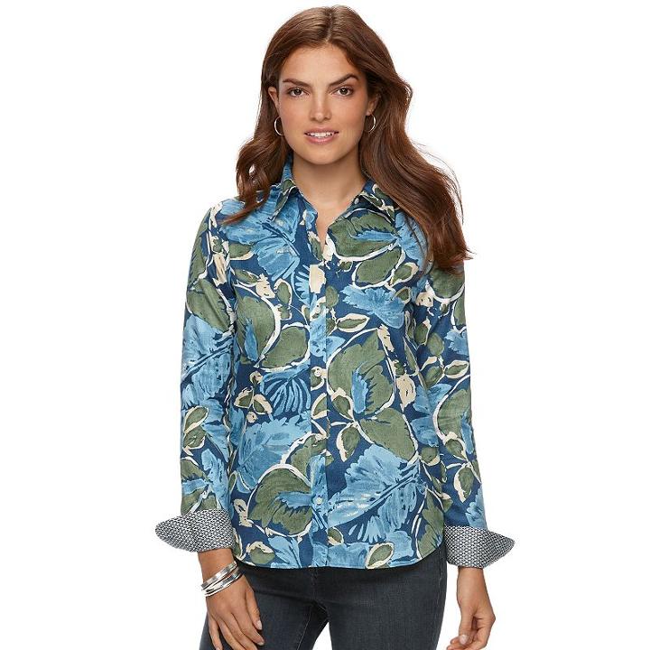 Women's Chaps No Iron Shirt, Size: Small, Pink Ovrfl