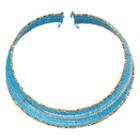 Blue Seed Bead Open Collar Necklace, Women's, Turq/aqua