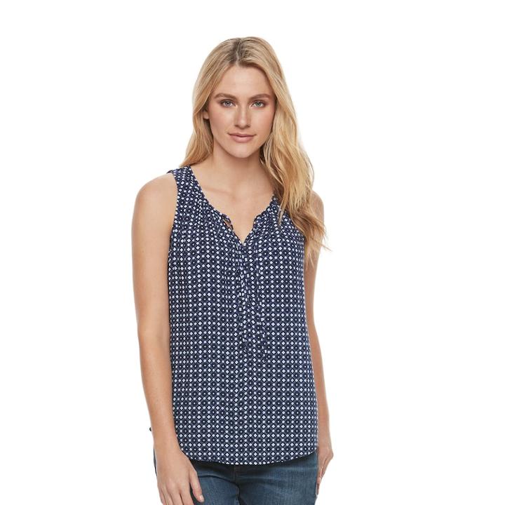 Women's Sonoma Goods For Life&trade; Print Challis Tank, Size: Medium, Dark Blue