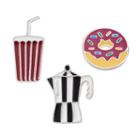 Lc Lauren Conrad Donut, Moka Pot & Soft Drink Pin Set, Women's, Multicolor