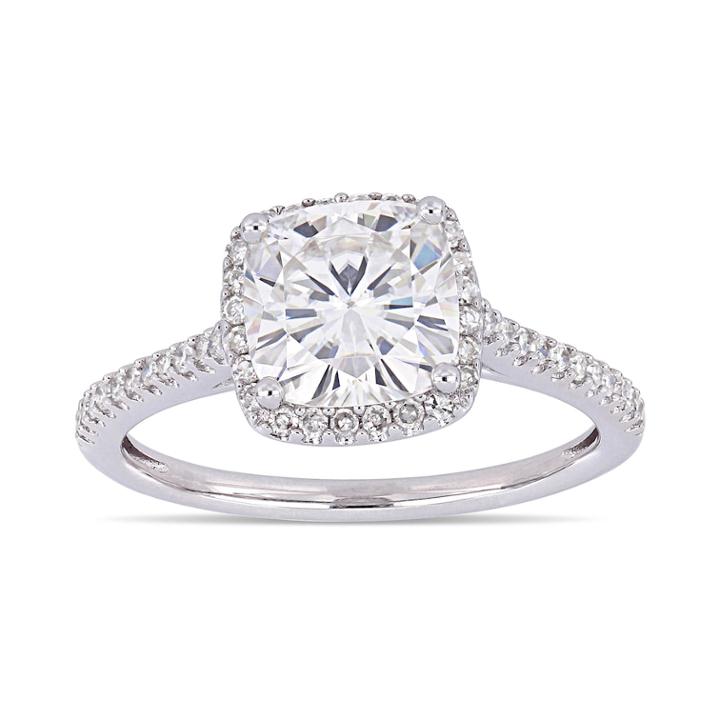 Stella Grace 2 Ct. T.w. Square Cut Lab-created Moissanite & 1/4 Ct. T.w. Diamond Engagement Ring, Women's, Size: 7, White