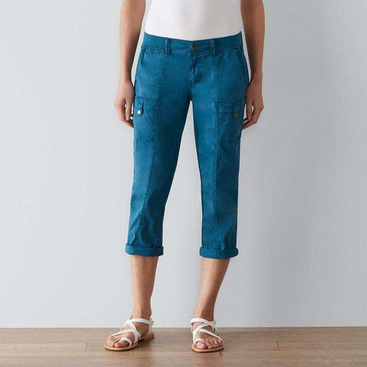 Petite Sonoma Goods For Life&trade; Diana Comfort Waist Capris, Women's, Size: 14 Petite, Blue