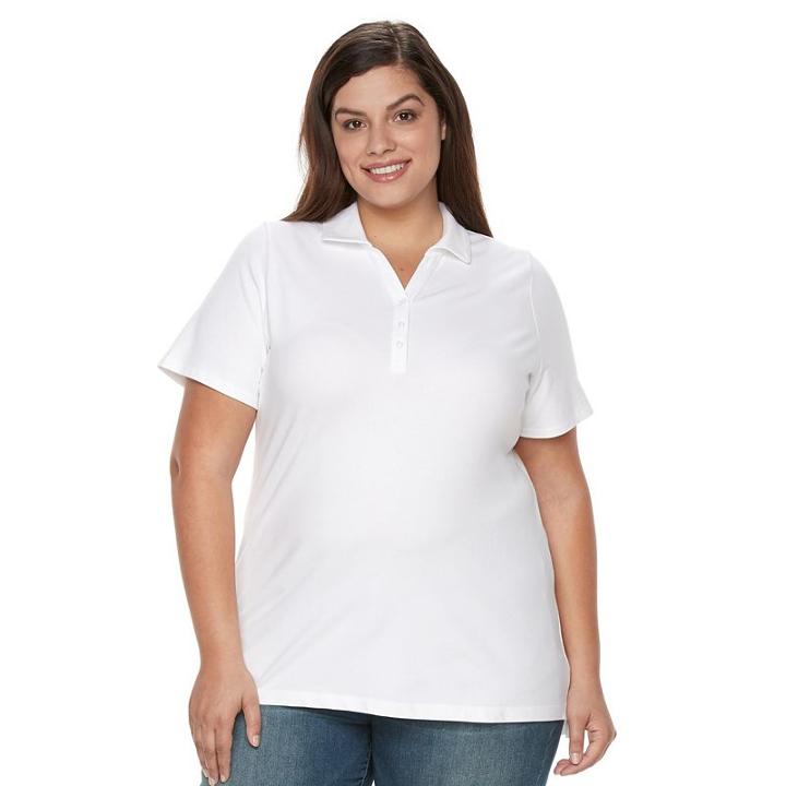 Plus Size Croft & Barrow&reg; Pique Polo, Women's, Size: 2xl, White