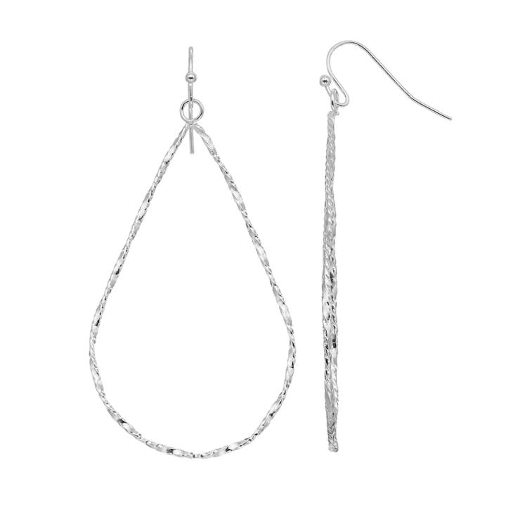 Lc Lauren Conrad Hammered Nickel Free Teardrop Earrings, Women's, Silver