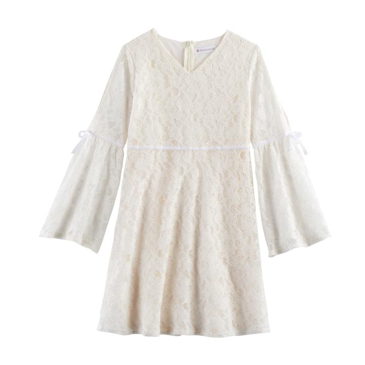 Girls 7-16 American Girl Lace Bell Sleeve Dress, Size: Xs, Natural