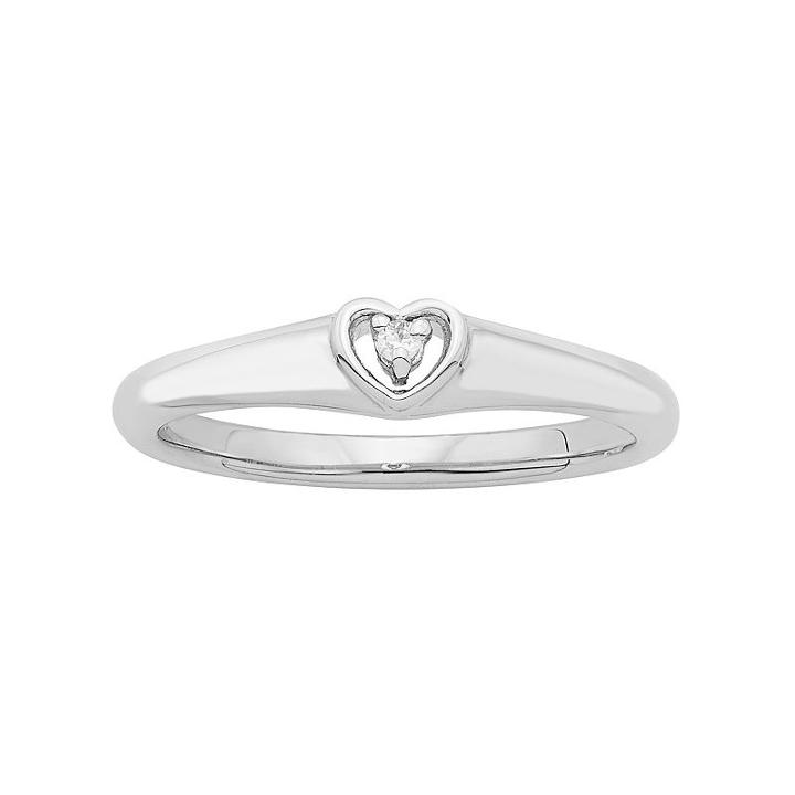 Sterling Silver Diamond Accent Heart Promise Ring, Women's, Size: 5, White