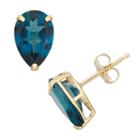 London Blue Topaz 10k Gold Teardrop Stud Earrings, Women's