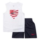 Boys 4-7 Nike Americana Baseball Plate Muscle Tee & Shorts Set, Size: 7, Med Blue