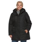 Plus Size Kc Collections Quilted Hooded Walker Jacket, Women's, Size: 1xl, Black