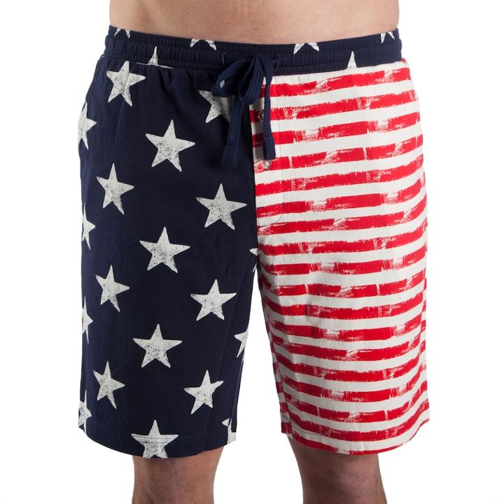 Men's American Flag Sleep Shorts, Size: Large, Red