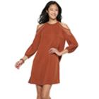 Juniors' Mudd&reg; Cupro Cold-shoulder Dress, Teens, Size: Xs, Med Brown