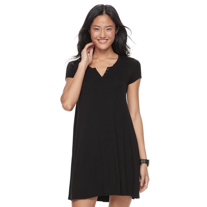Juniors' So® Henley Swing Dress, Teens, Size: Medium, Black