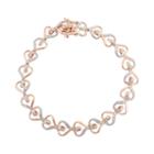 18k Rose Gold Over Silver Heart Bracelet, Women's, Size: 8, White