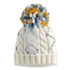 Sonoma Goods For Life Braided Cable Knit Pom Pom Beanie, Women's, Dark Blue