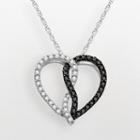 Sterling Silver 1/2-ct. T.w. Black And White Diamond Heart Pendant, Women's, Size: 18