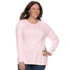 Plus Size Croft & Barrow&reg; Classic Crewneck Tee, Women's, Size: 2xl, Brt Pink