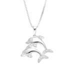 Diamond Classics Sterling Silver 1/10 Carat T.w. Diamond Dolphin Pendant, Women's, Size: 18, White