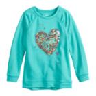 Girls 4-12 Sonoma Goods For Life&reg; Shirred Glittery Graphic French Terry Tunic, Size: 7, Med Blue