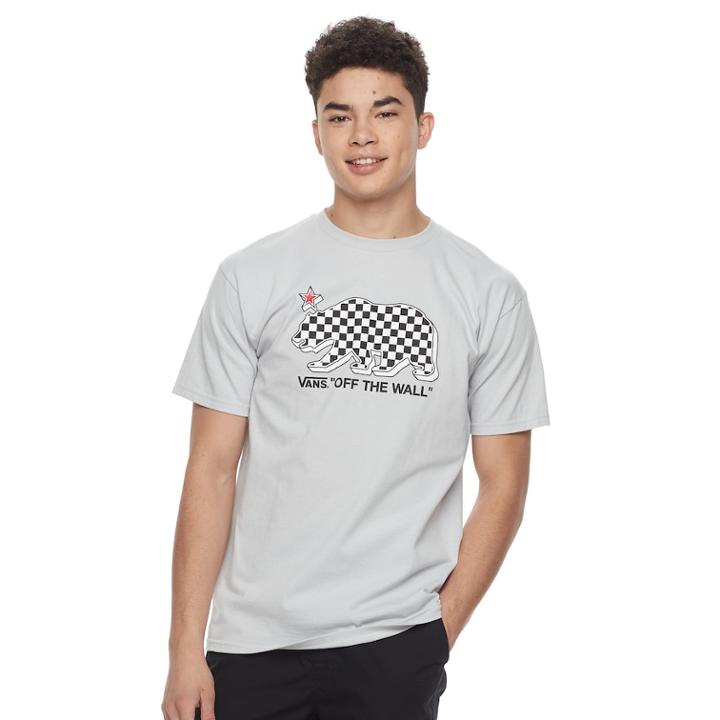 Men's Vans Checkered Bear Tee, Size: Small, Silver