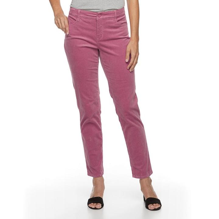 Petite Croft & Barrow&reg; Tummy-slimming Straight-leg Corduroy Pants, Women's, Size: 12, Med Purple