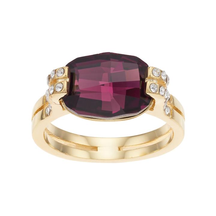 Brilliance 14k Gold Plated Ring With Swarovski Crystals, Women's, Size: 9, Yellow