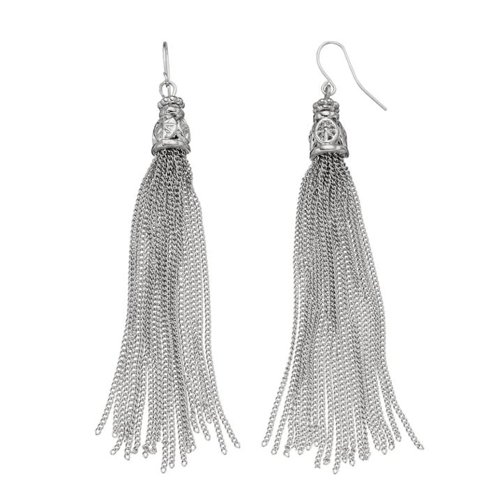 Mudd&reg; Curb Chain Tassel Nickel Free Drop Earrings, Women's, Silver