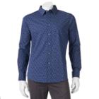 Men's Apt. 9&reg; Slim-fit Patterned Stretch Button-down Shirt, Size: Small Slim, Dark Blue